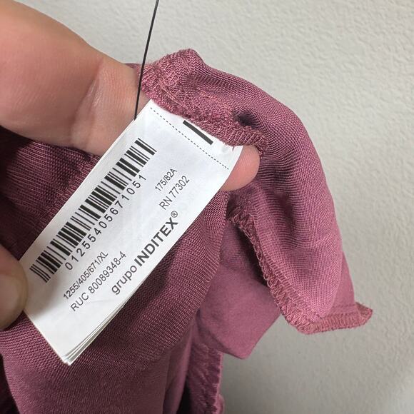 Zara Womens Size XL Drawstring Wide Leg Pants Pink Pull On - Picture 8 of 9